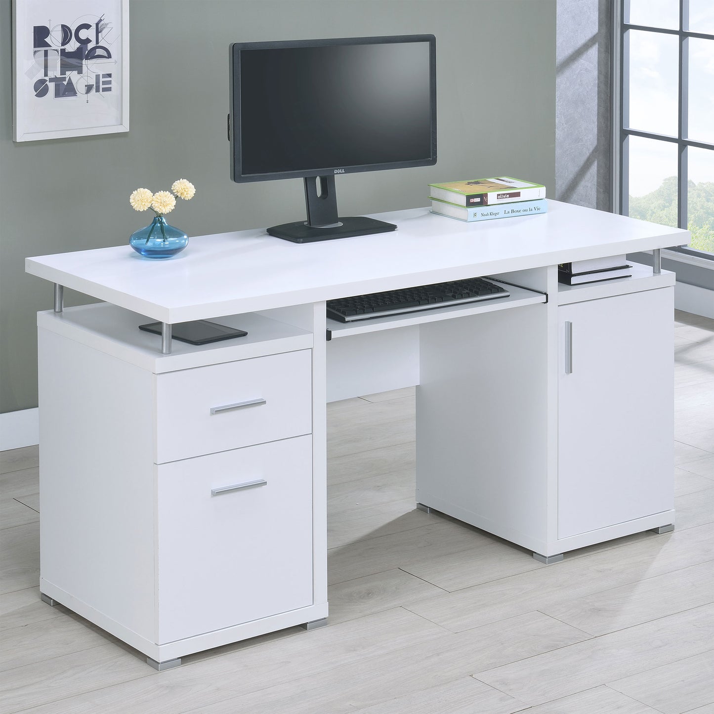 Tracy 55-inch 2-drawer Office Computer Desk White