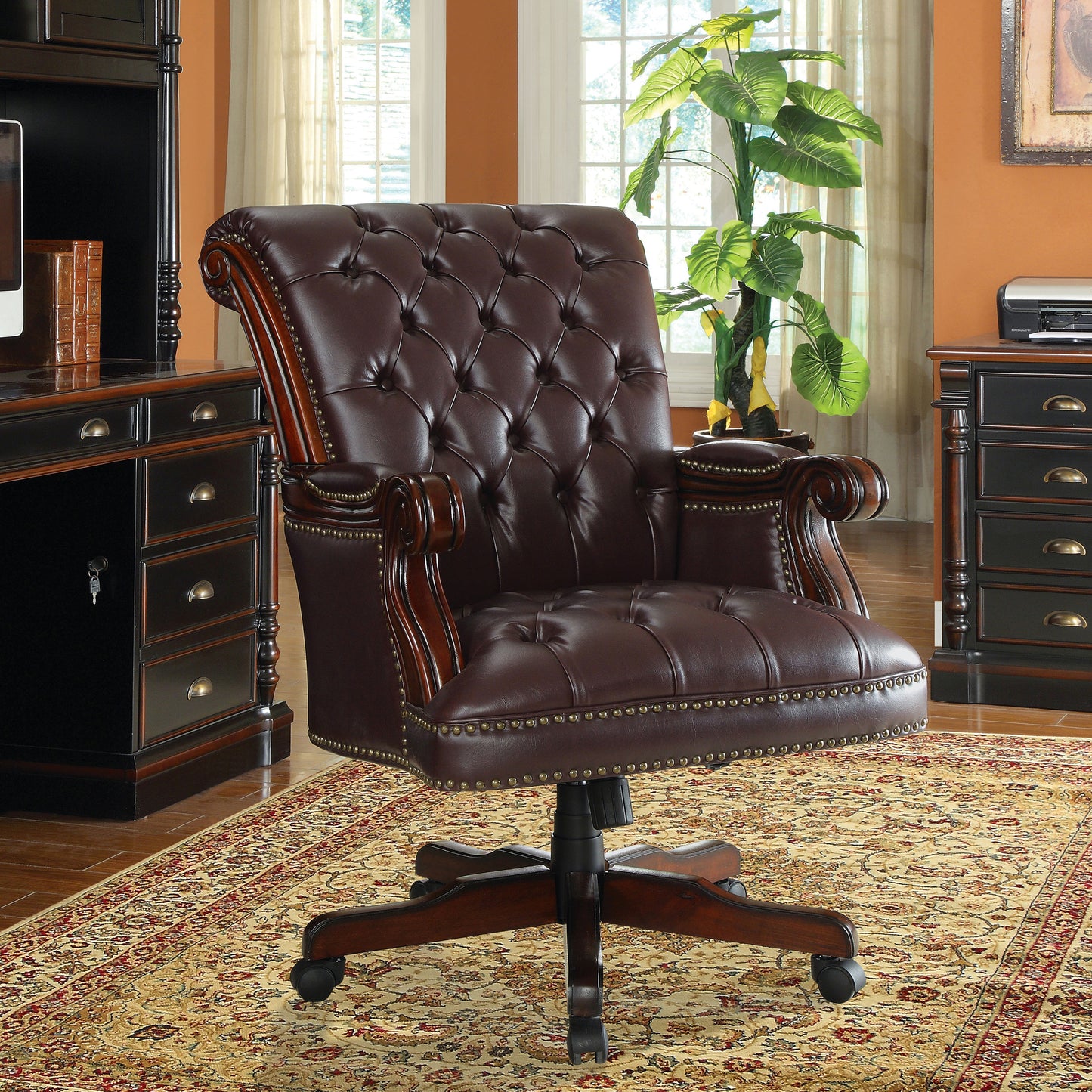 Calloway Upholstered Executive Office Desk Chair Dark Brown