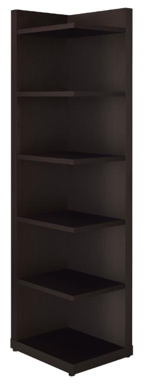 Alder 71-inch 6-shelf Corner Bookcase Cappuccino