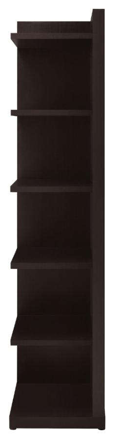 Alder 71-inch 6-shelf Corner Bookcase Cappuccino