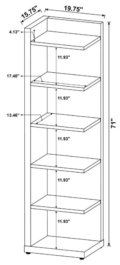 Alder 71-inch 6-shelf Corner Bookcase Cappuccino