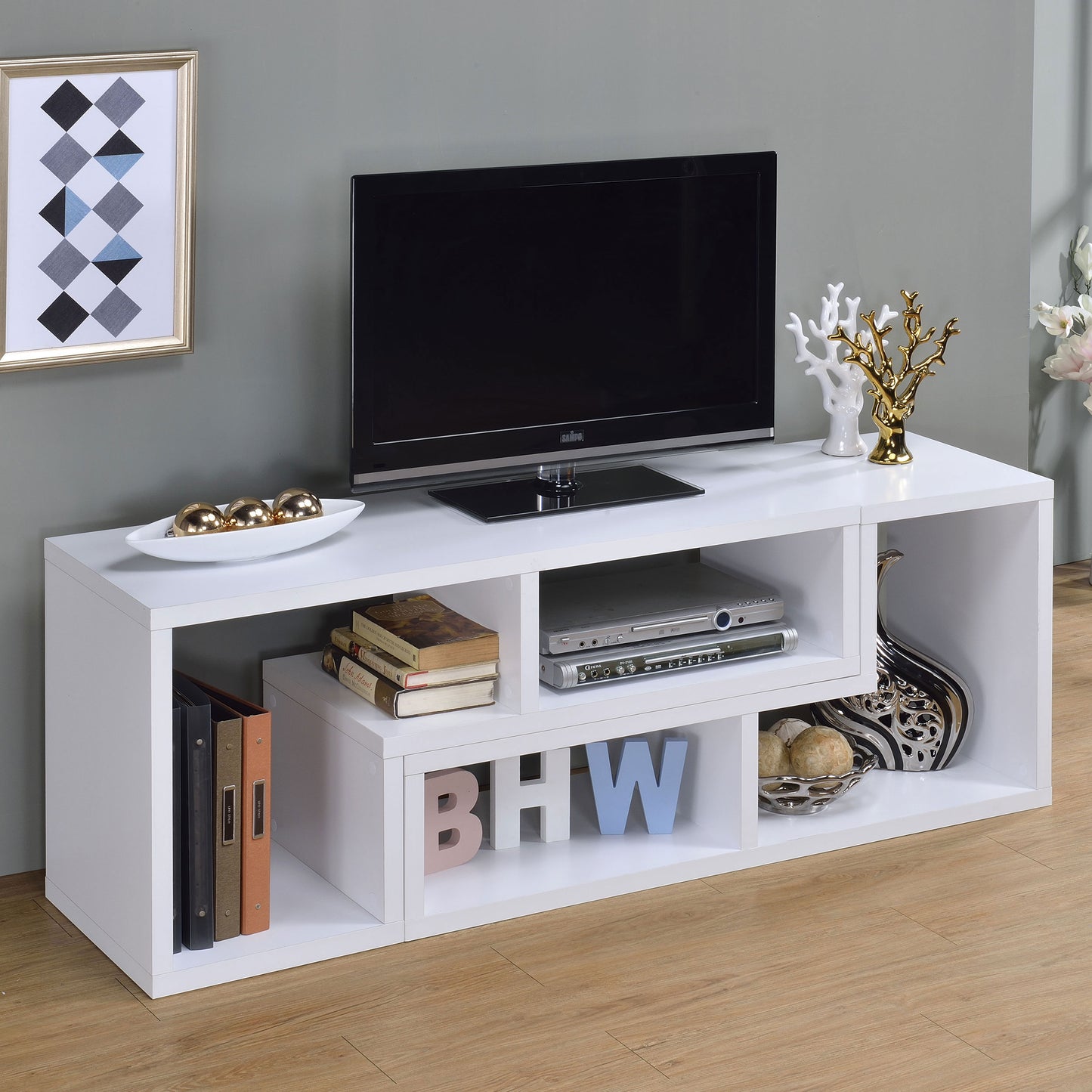 Velma Multipurpose TV Stand and Bookshelf White