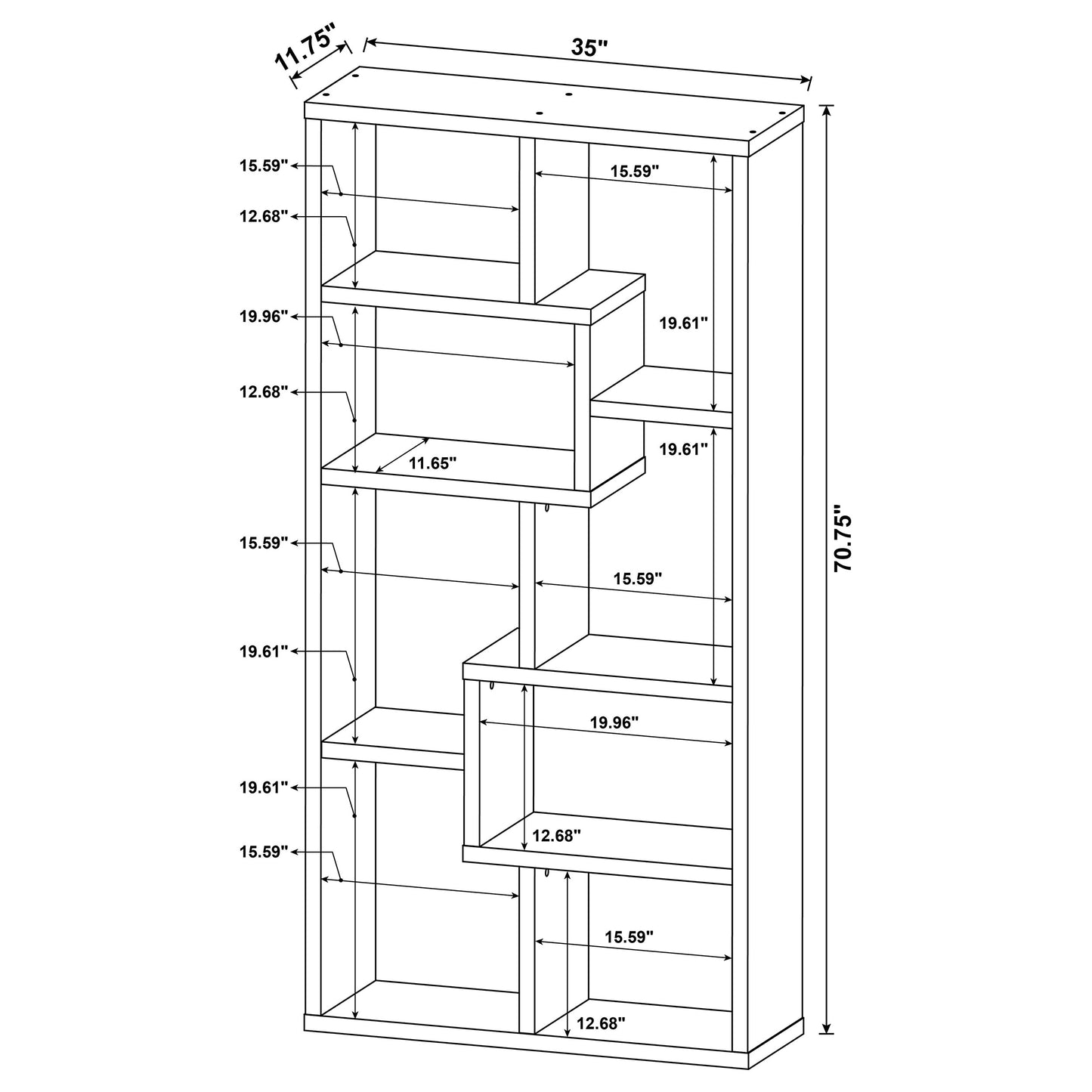 Theo 71-inch 6-shelf Bookshelf Weathered Grey