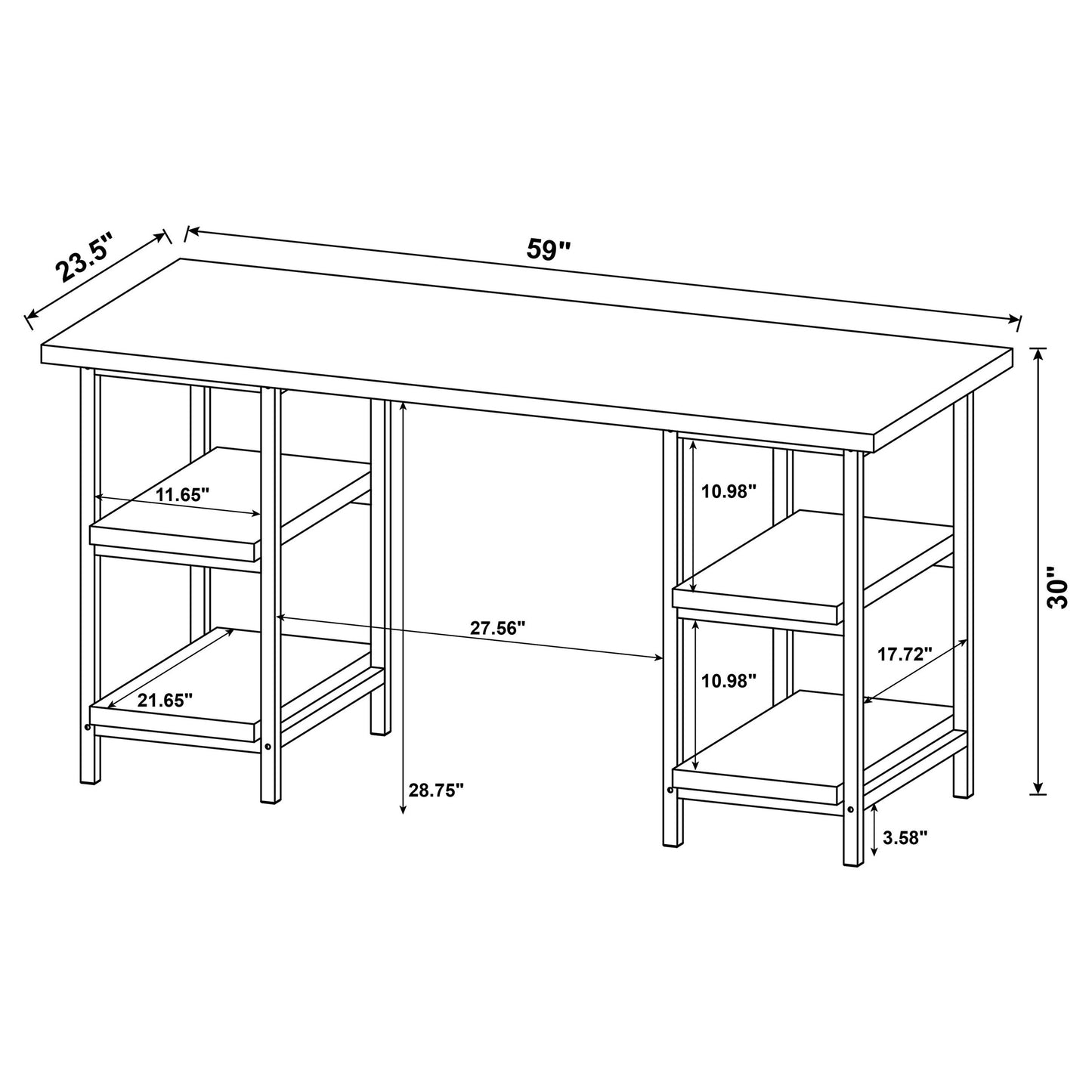 Kemper 59-inch 4-shelf Writing Desk Weathered Brown