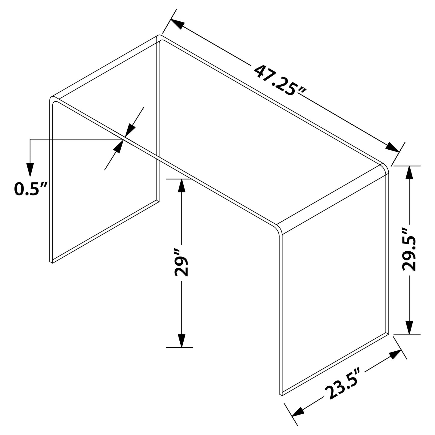 Ripley 47-inch Tempered Bent Glass Writing Desk Clear