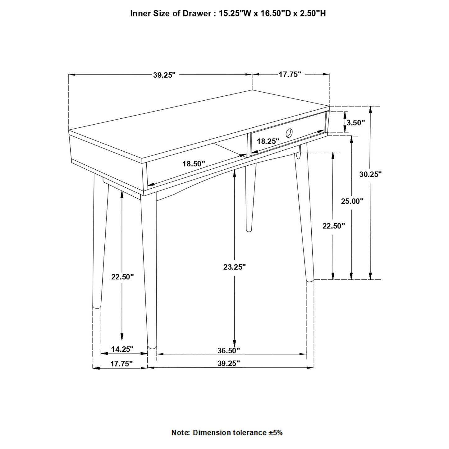 Bradenton 39-inch 1-drawer Wood Writing Desk White