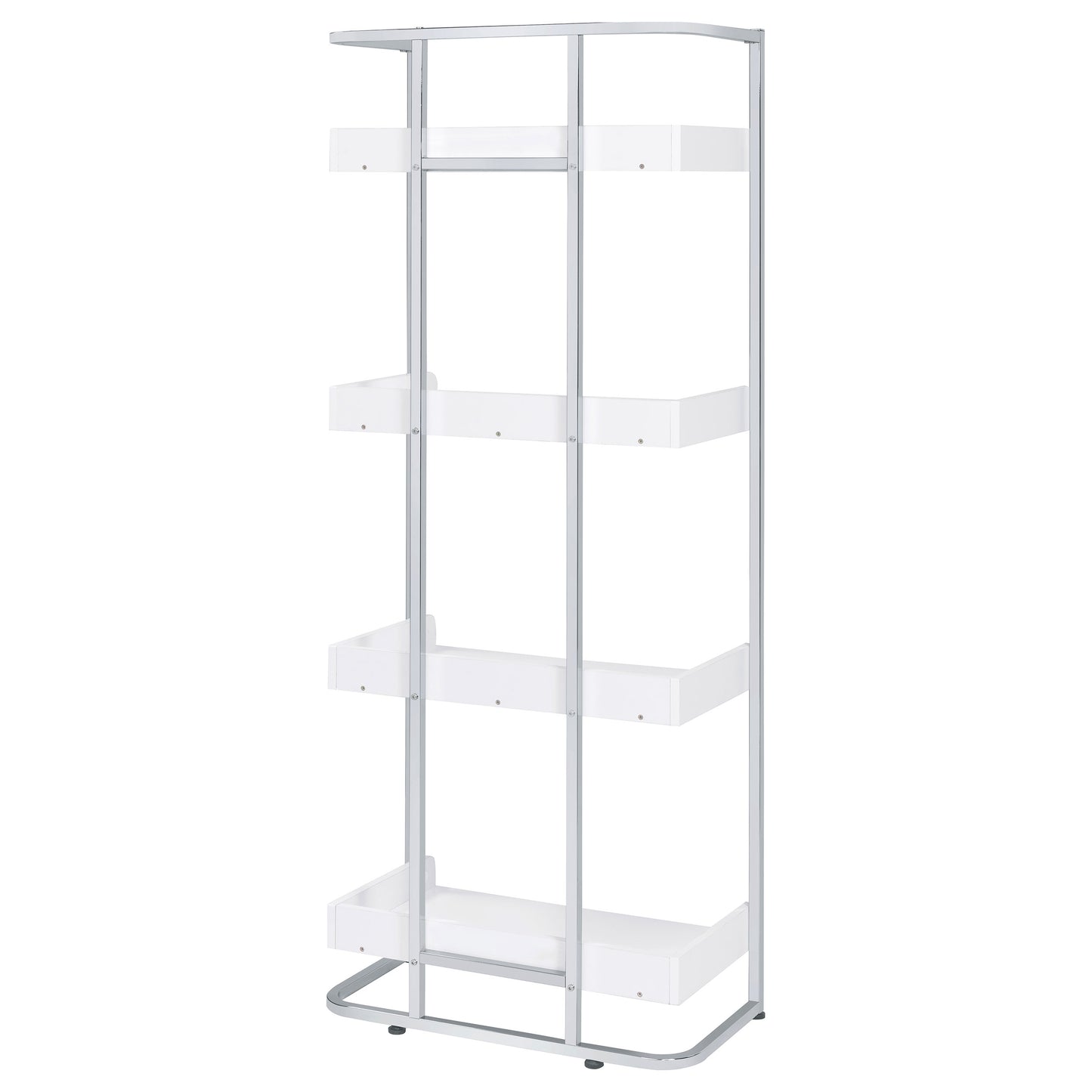 Ember 68-inch 4-shelf Bookshelf White High Gloss and Chrome