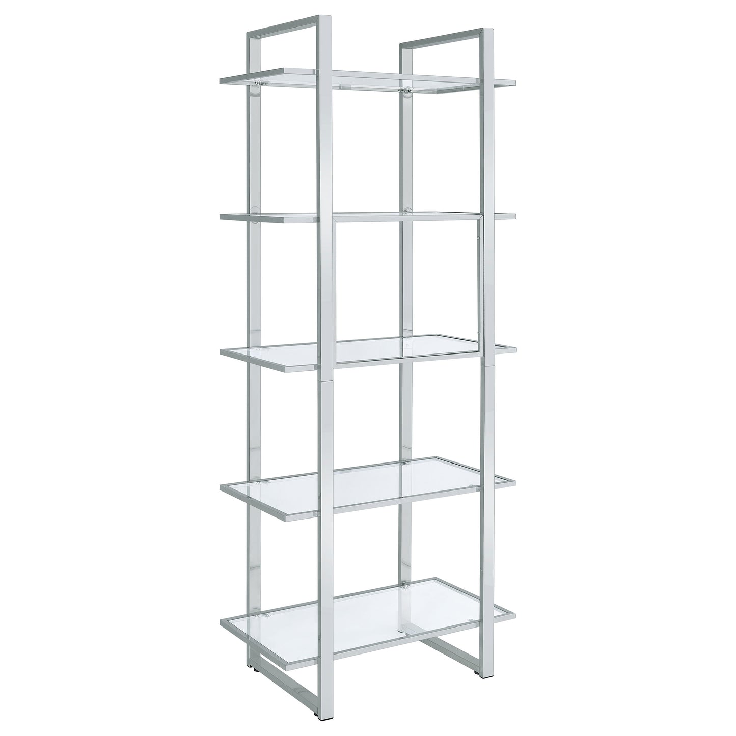 Hartford 79-inch 5-shelf Glass Bookshelf Chrome