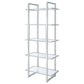 Hartford 79-inch 5-shelf Glass Bookshelf Chrome