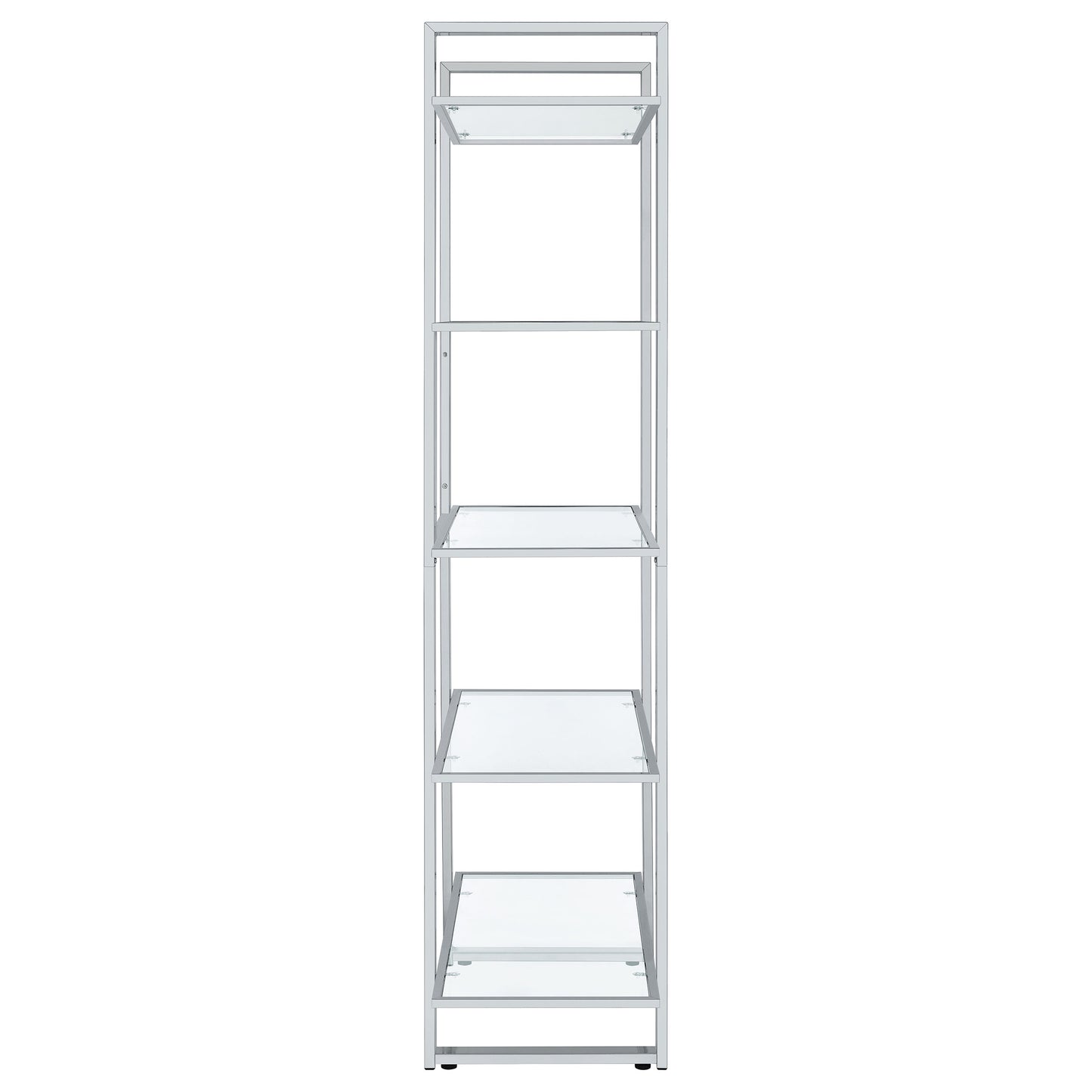 Hartford 79-inch 5-shelf Glass Bookshelf Chrome