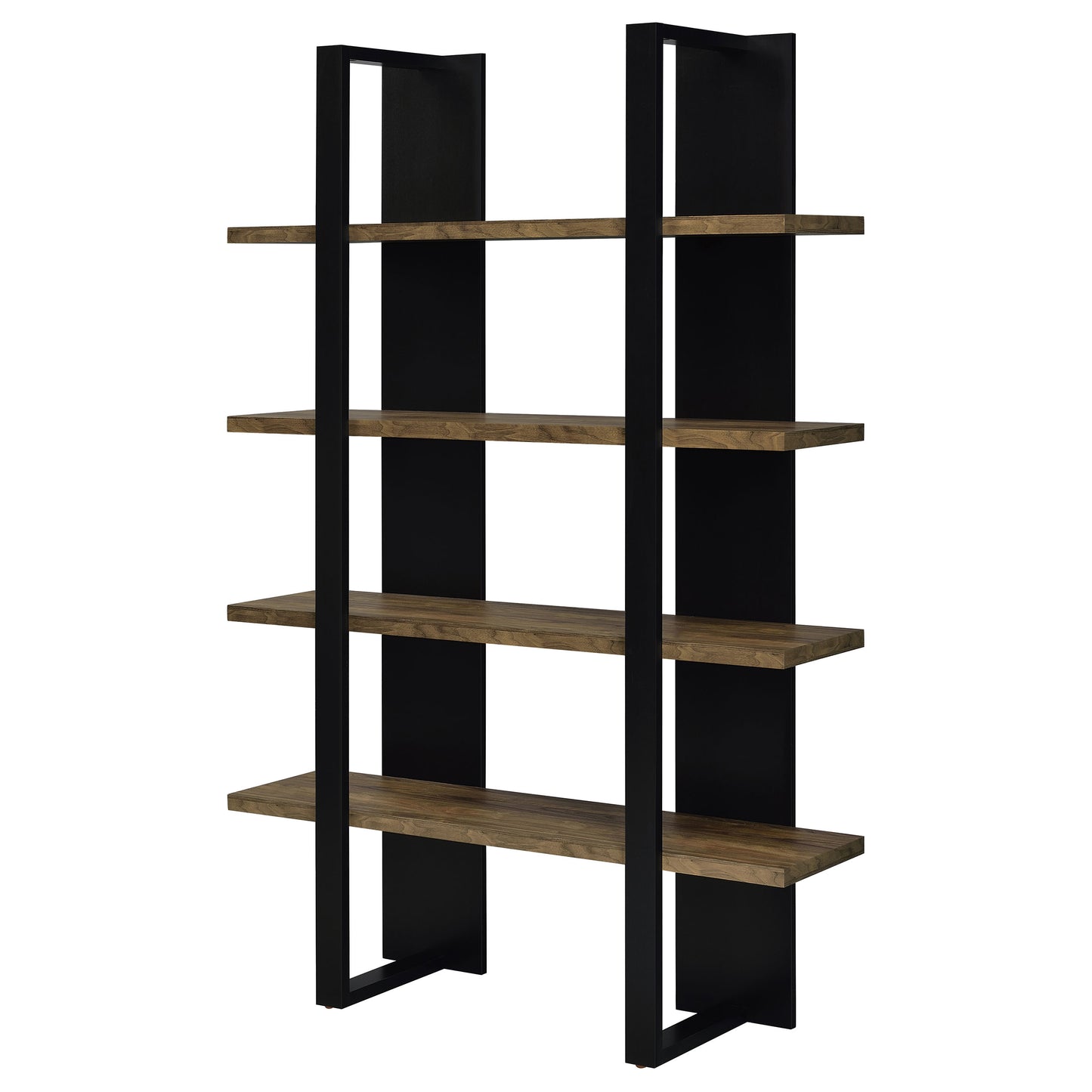 Danbrook 71-inch 4-shelf Bookshelf Black and Aged Walnut