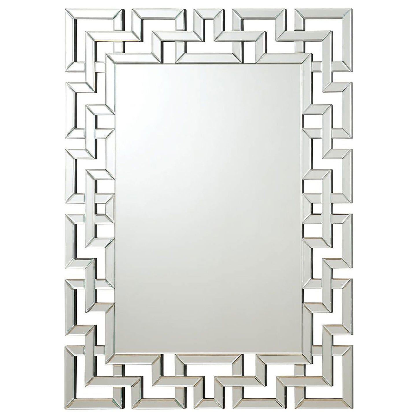 Forman 38 x 48 Inch Greek Motif Frameless Wall Mirror Silver