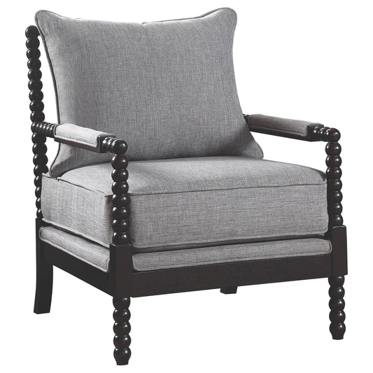 Blanchett Upholstered Bobbin Accent Chair Grey and Black