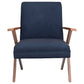 Cheryl Upholstered Wood Arm Accent Chair Dark Blue