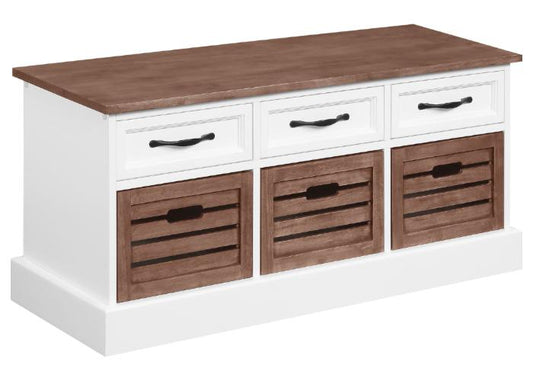 Alma 3-drawer Storage Bench Weathered Brown and White