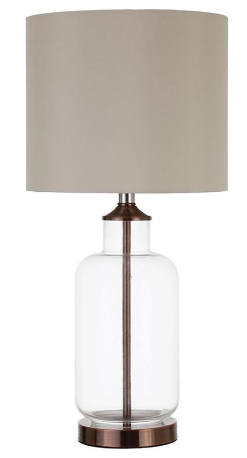 Aisha 25-inch Drum Shade Glass Table Lamp Antique Brass