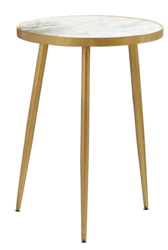 Acheson Round Marble Top Side Table White and Gold