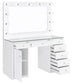 Acena 7-drawer Vanity Set with Lighting White High Gloss