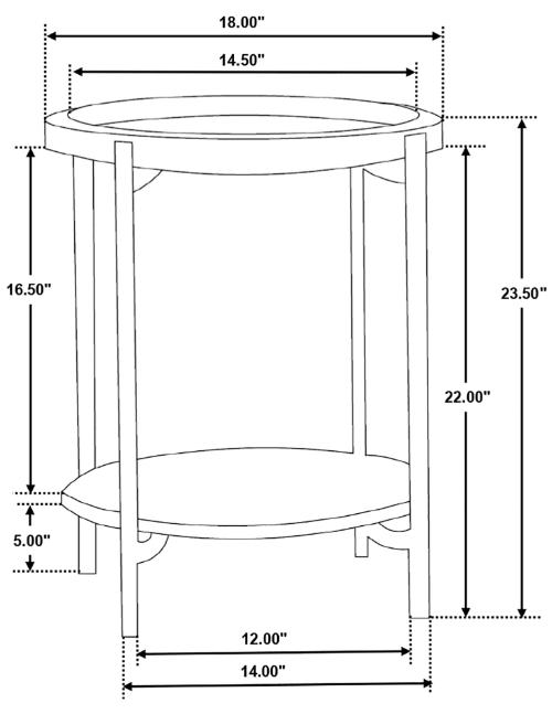 Adhvik Round Side Table with Marble Shelf Natural and Black