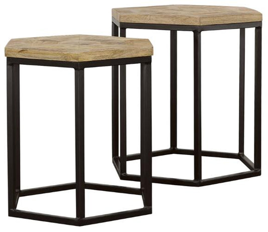 Adger 2-piece Hexagonal Nesting Tables Natural and Black