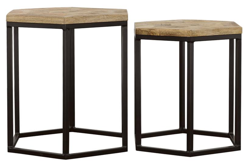 Adger 2-piece Hexagonal Nesting Tables Natural and Black