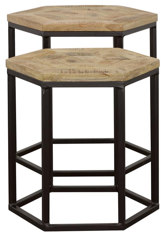 Adger 2-piece Hexagonal Nesting Tables Natural and Black