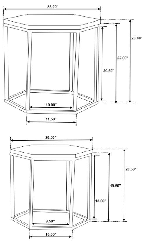 Adger 2-piece Hexagonal Nesting Tables Natural and Black