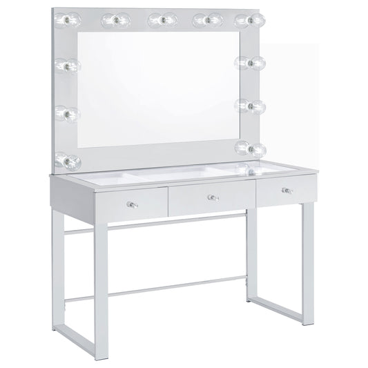 Umbridge 3-drawer Vanity Set with Lighting Chrome and White