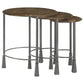 Deja 3-piece Round Nesting Table Set Natural and Gunmetal