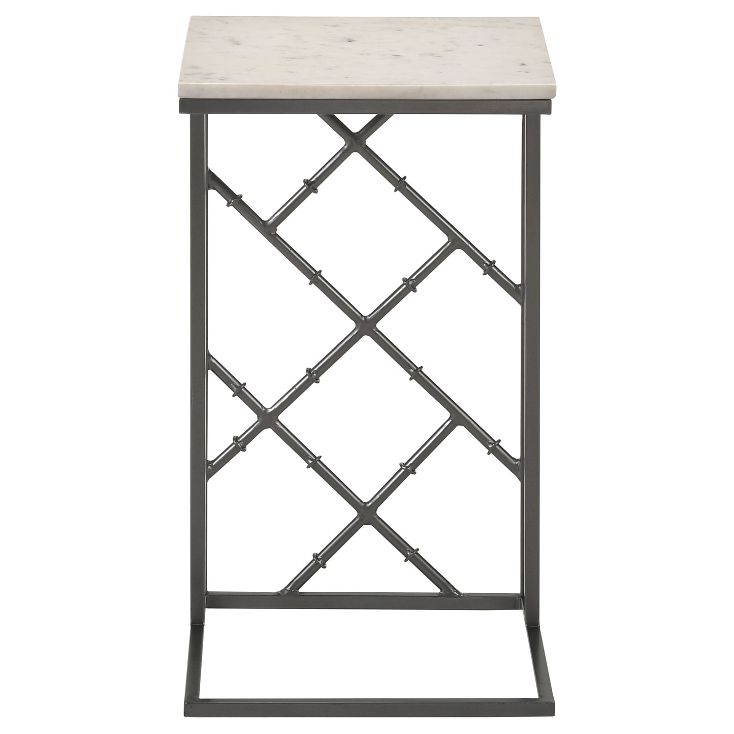 Angeliki Marble Top C-Shape Sofa Side Table Gunmetal