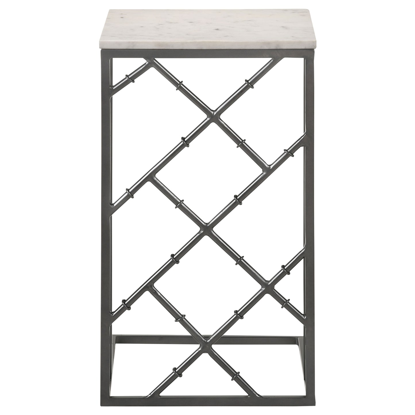 Angeliki Marble Top C-Shape Sofa Side Table Gunmetal