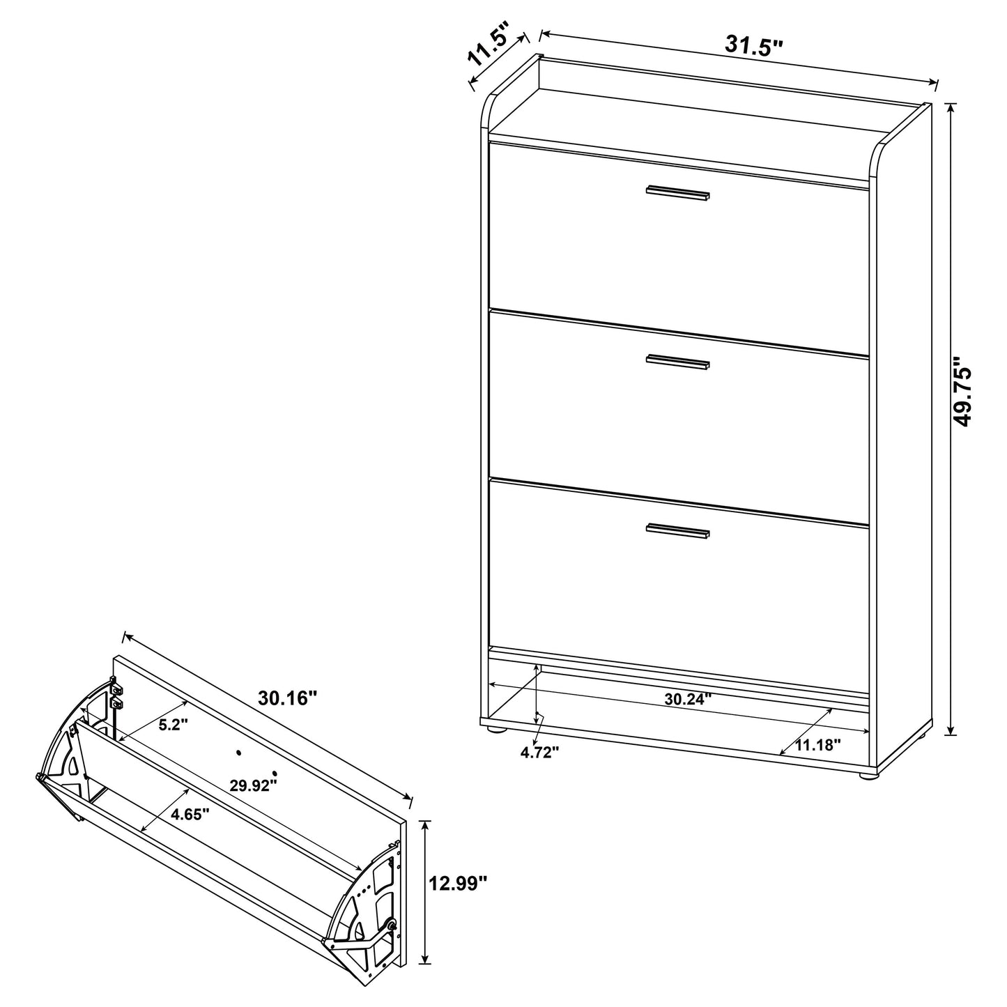 Denia 3-tier Engineered Wood Shoe Cabinet White