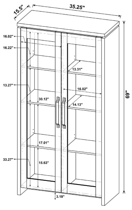 Alejo 2-door Engineered Wood Tall Cabinet Grey Driftwood