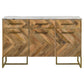 Keaton 3-door Marble Top Herringbone Accent Cabinet Natural