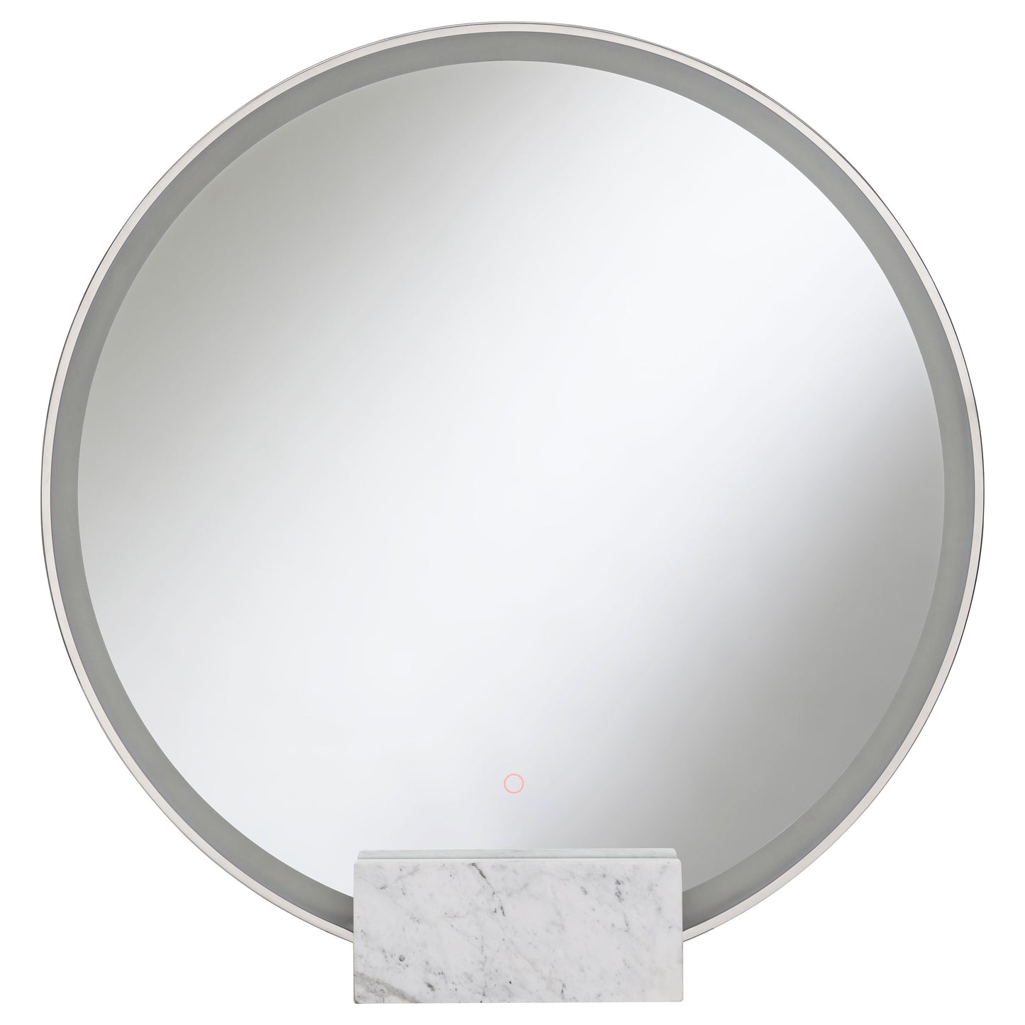 Jocelyn Round LED Vanity Mirror White Marble Base Chrome