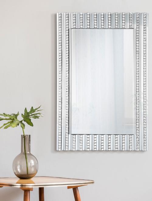 Aideen 32 x 47 Inch Acrylic Crystal Wall Mirror Silver