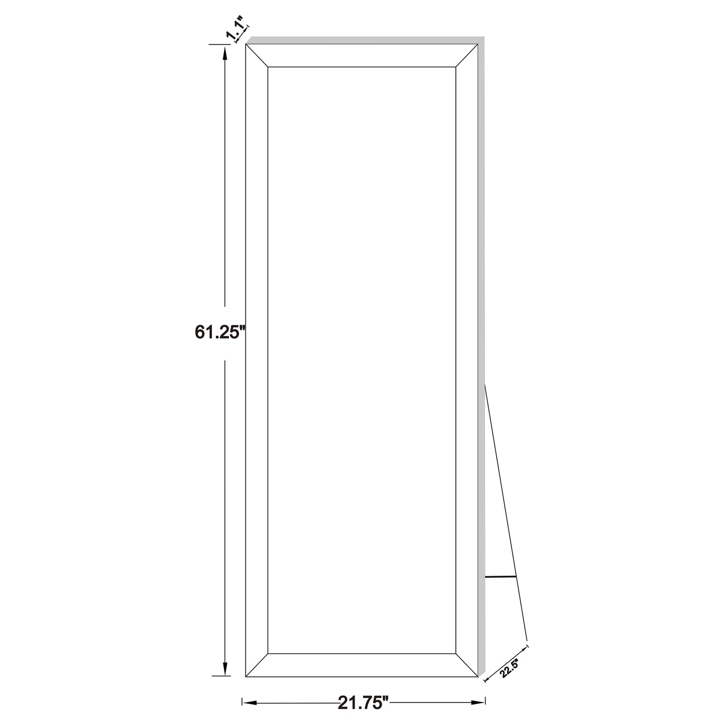 Soline 22 x 61 Inch Framed Standing Floor Mirror Silver