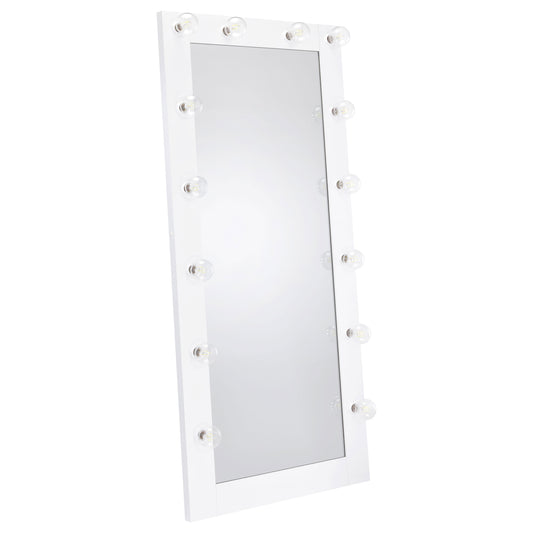 Zayan 32 x 71 Inch Floor Mirror LED Lighting White Gloss