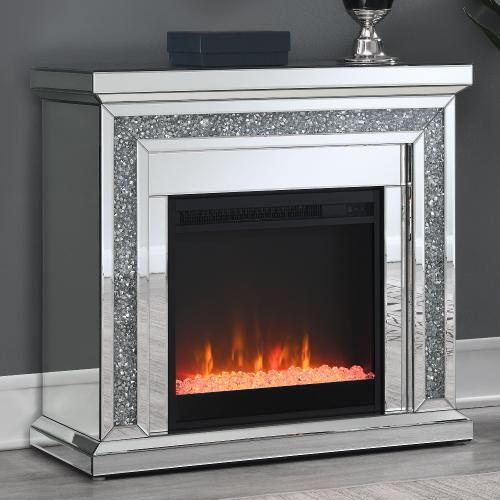 Lorelai Mirrored Freestanding Electric Fireplace Silver