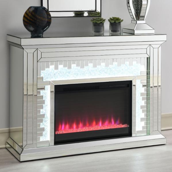 Gilmore Mirrored Freestanding Electric Fireplace Silver