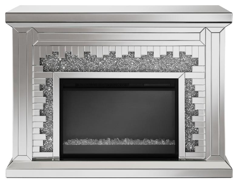 Gilmore Mirrored Freestanding Electric Fireplace Silver