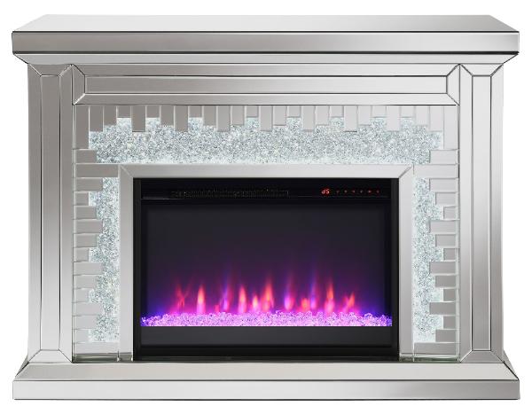 Gilmore Mirrored Freestanding Electric Fireplace Silver