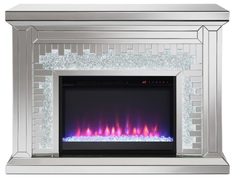 Gilmore Mirrored Freestanding Electric Fireplace Silver