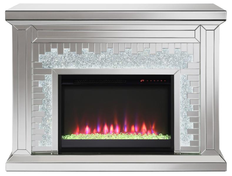 Gilmore Mirrored Freestanding Electric Fireplace Silver