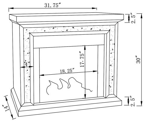 Lorelai Mirrored Freestanding Electric Fireplace Silver