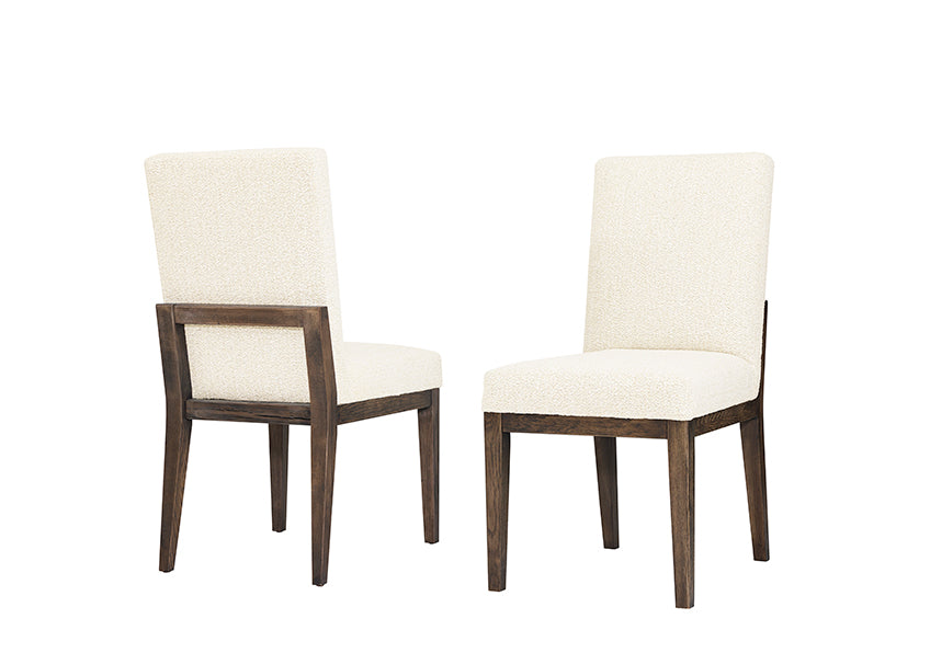 UPHOLSTERED SIDE CHAIR WHITE FABRIC