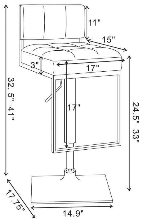 Alameda Adjustable Bar Stool Chrome and White