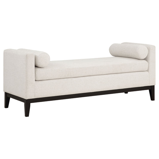 Rosie Upholstered Accent Bench with Armrests Vanilla