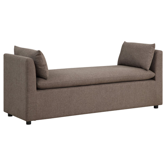 Robin Upholstered Accent Bench with Armrests Brown