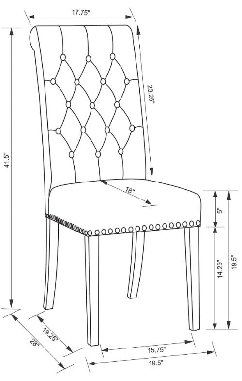 Alana Fabric Upholstered Dining Side Chair Grey (Set of 2)